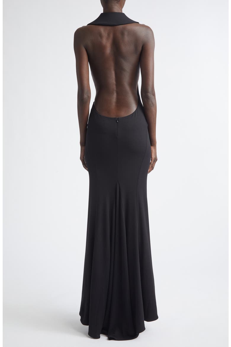Asymmetric Jersey Gown, Alternate, color, BLACK