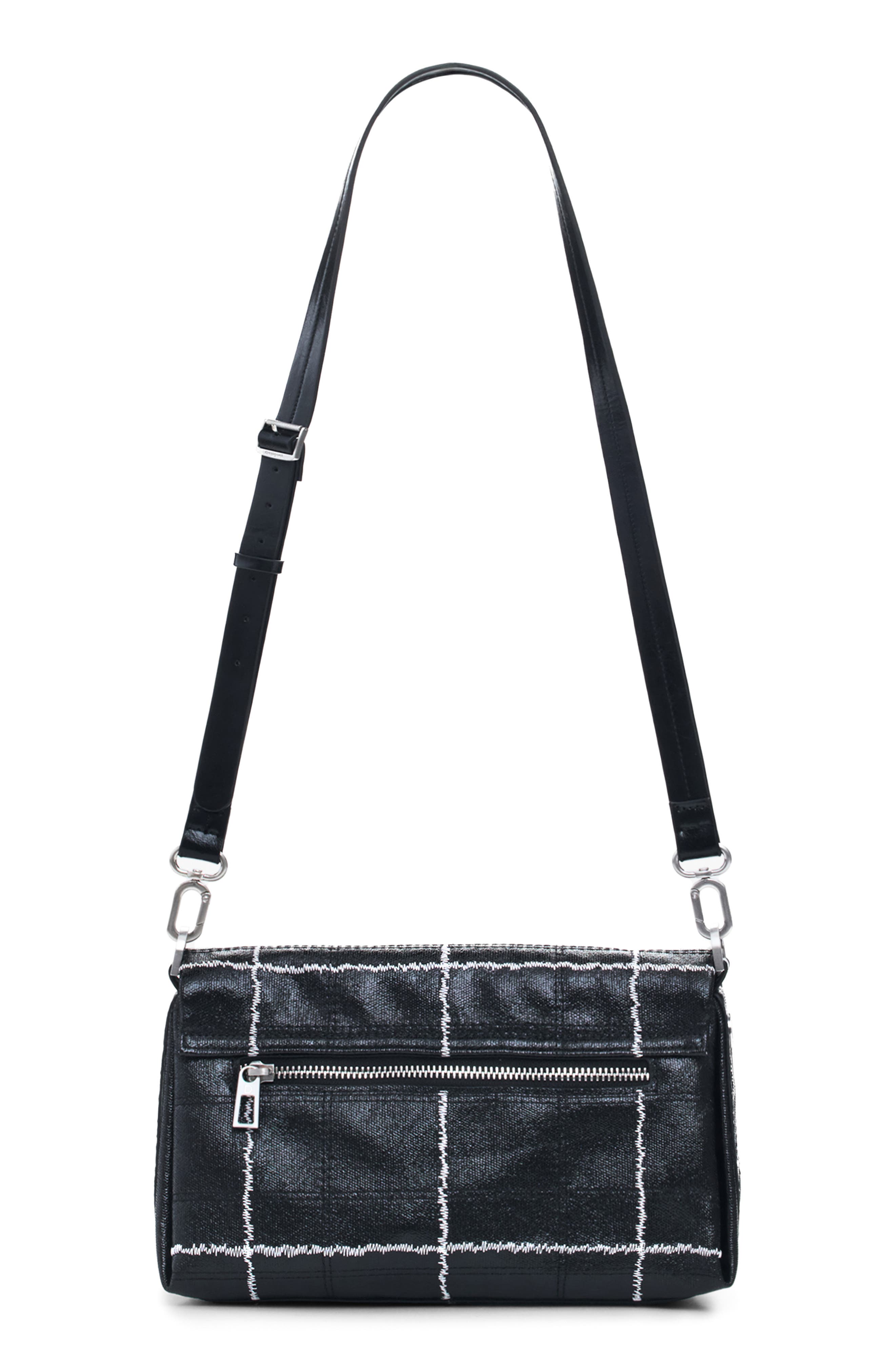 Desigual Topstitched Faux Leather Crossbody Bag, Alternate, color, Black