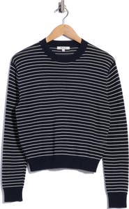 Madewell Striped Textured Stitch Cotton Crewneck Sweater
