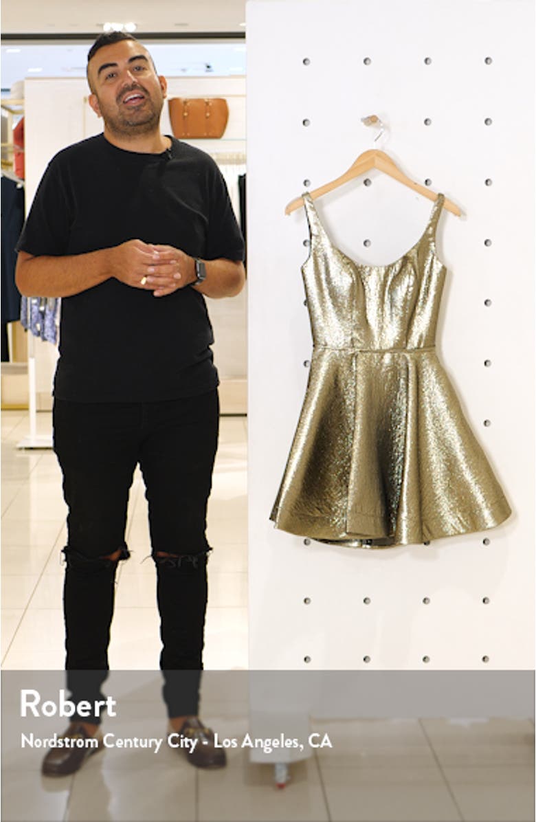 Metallic Fit & Flare Cocktail Dress, sales video thumbnail