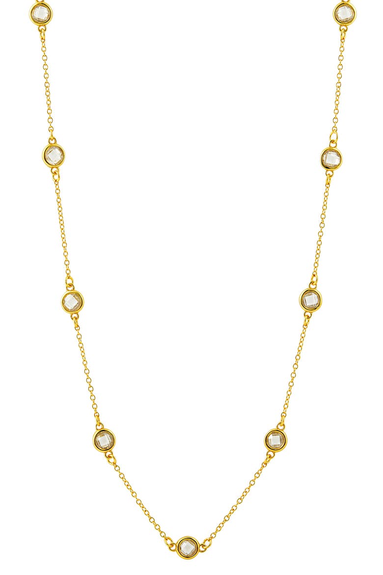 CZ Station Chain Necklace, Main, color, YELLOW GOLD