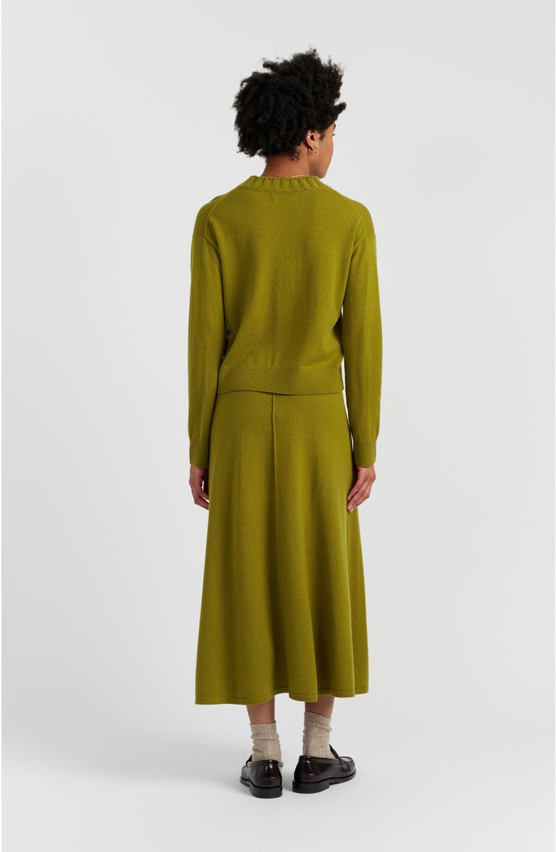 Chinti & Parker Wool-Cashmere Ribbed V-neck Sweater, Alternate, color, Olive