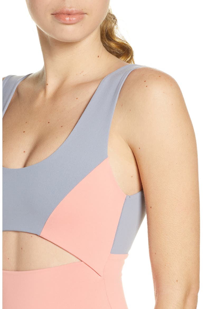 Cutout Colorblock Jumpsuit, Alternate, color, LILAC GREY/ BLOOMING
