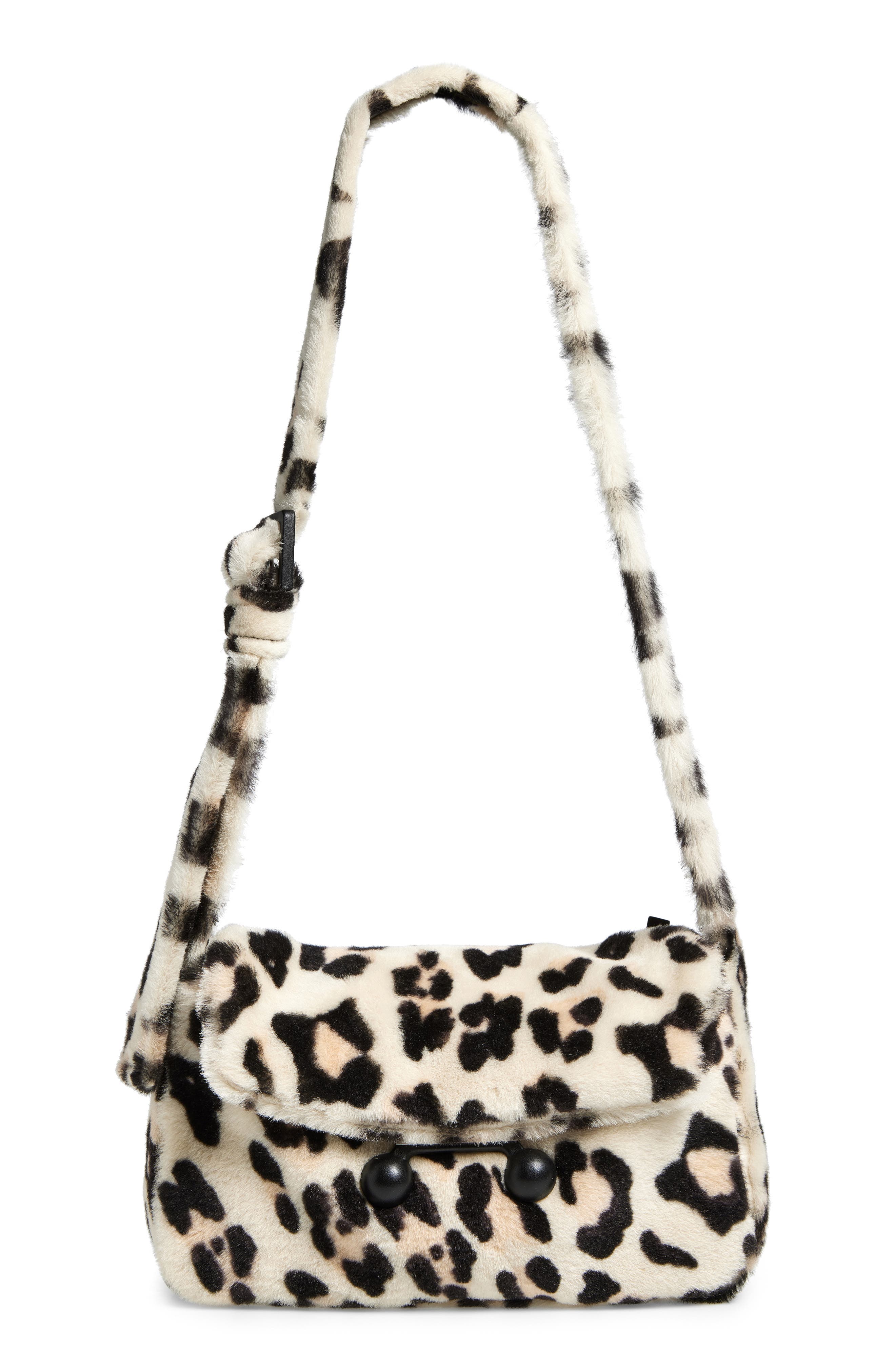 Marni Medium Trunkaroo Leopard Print Genuine Shearling Shoulder Bag, Main, color, 