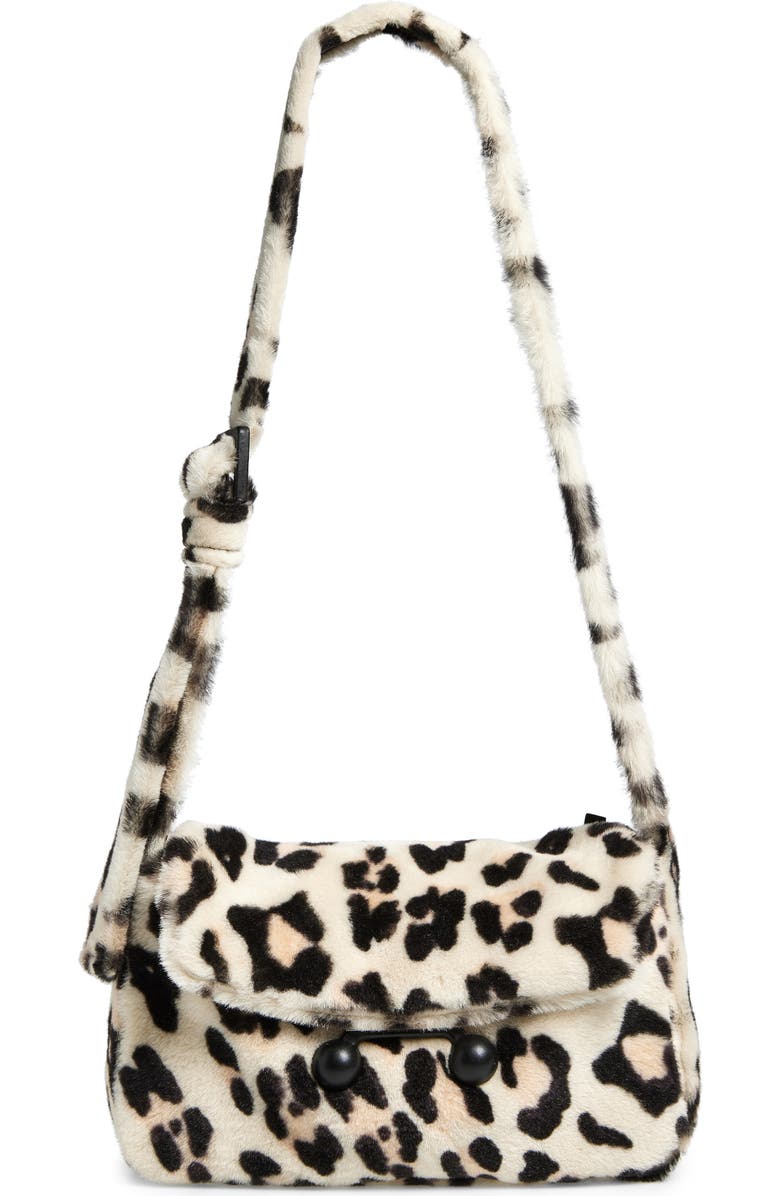 Marni Medium Trunkaroo Leopard Print Genuine Shearling Shoulder Bag, Main, color,
