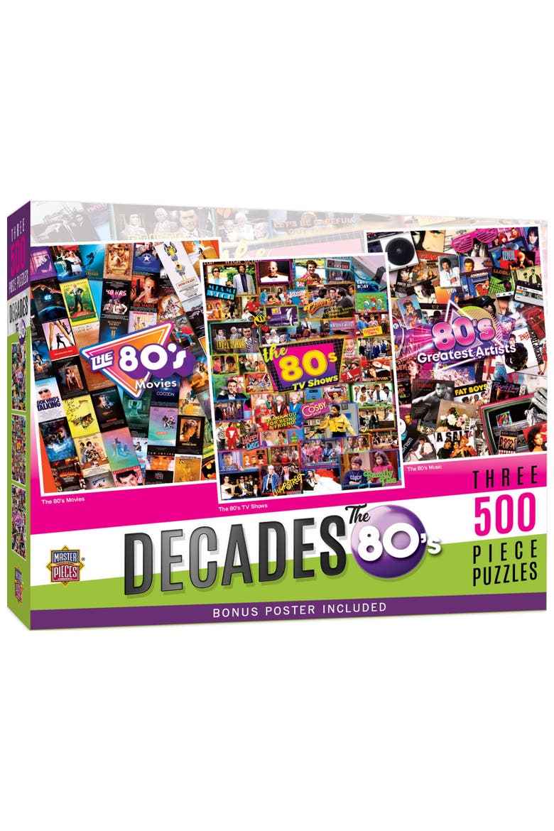 The 80's 500 Piece Puzzles 3-Pack, Main, color, Multicolor