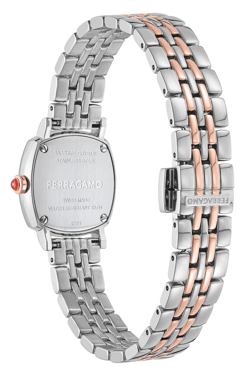FERRAGAMO Soft Square Bracelet Watch, 23mm, Alternate, color, Stainless Steel