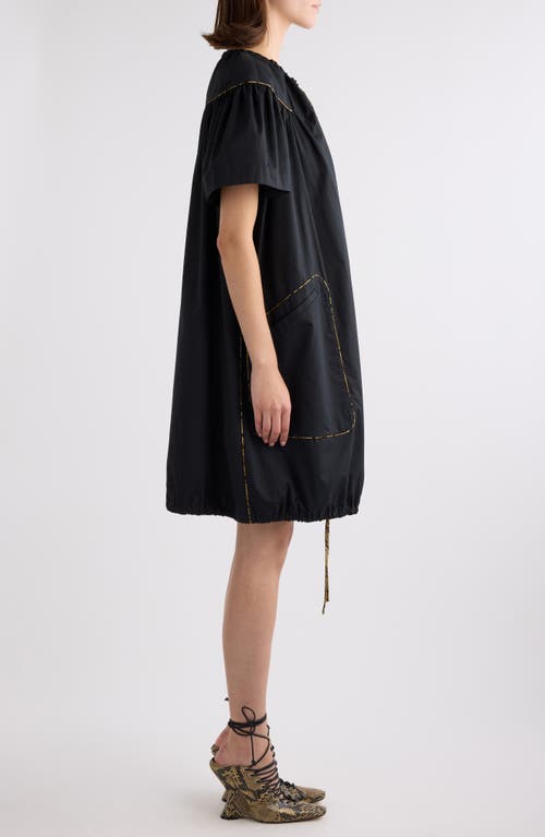 Dries Van Noten Oversize Cotton Poplin Shift Dress In Black