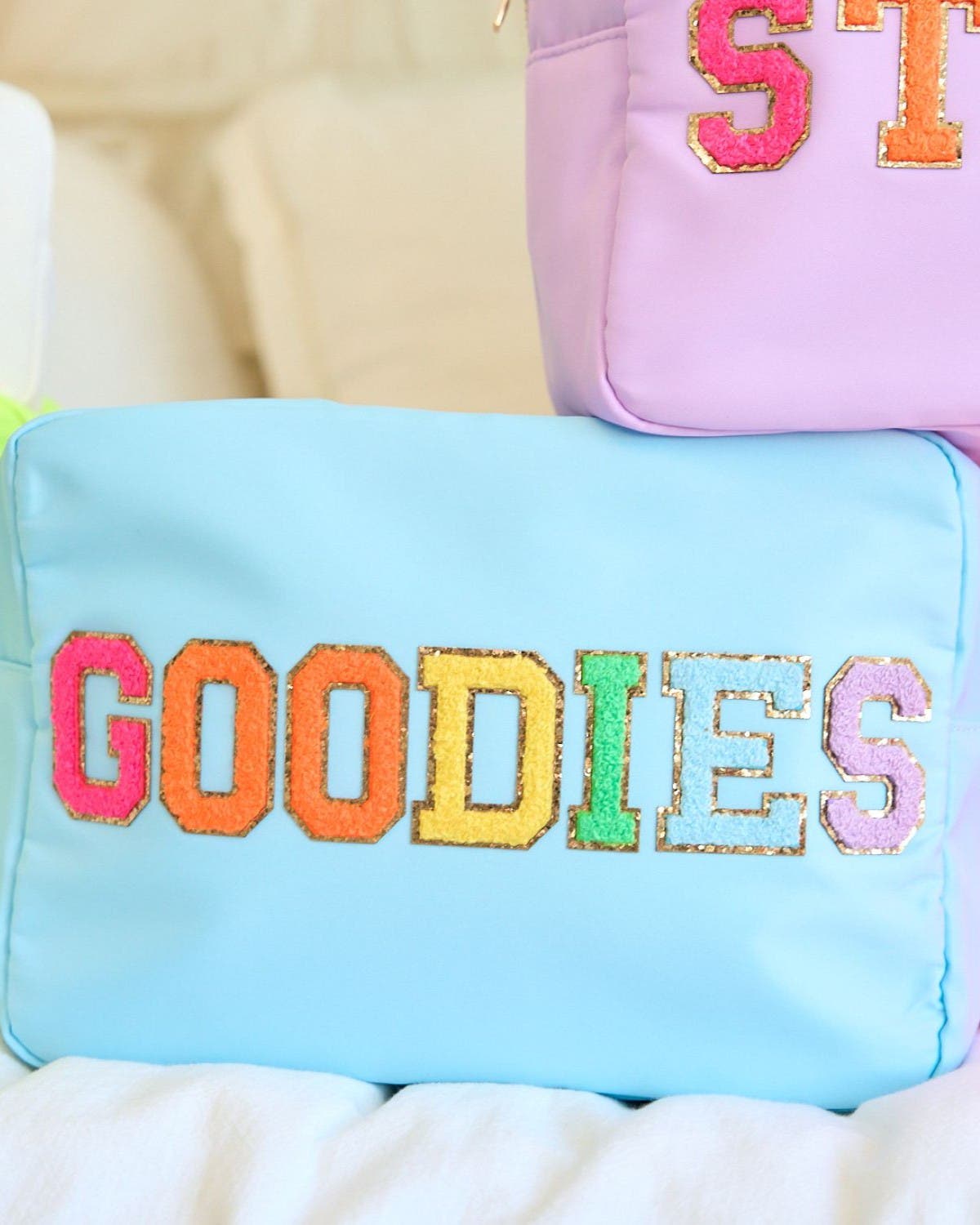 Nylon Pouch w/ GOODIES Patch, Alternate, color, White
