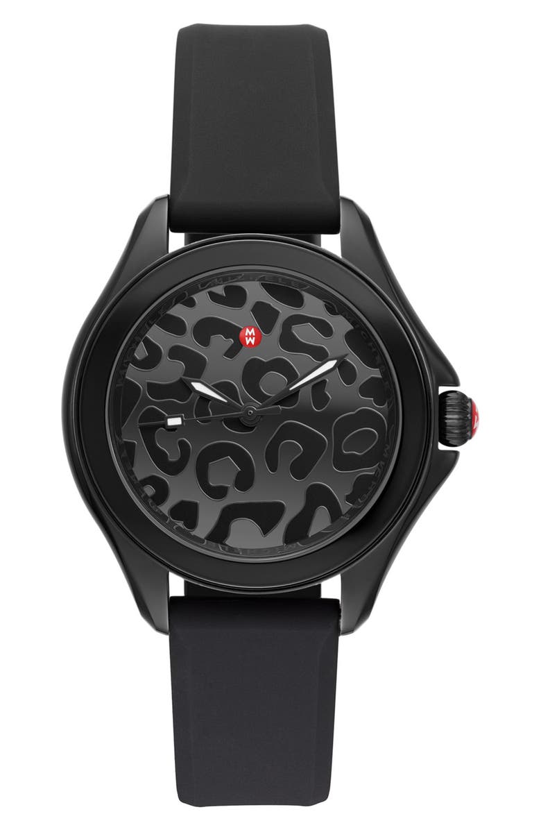 MICHELE Cape Topaz Chronograph Silicone Strap Watch, 38mm, Main, color, 