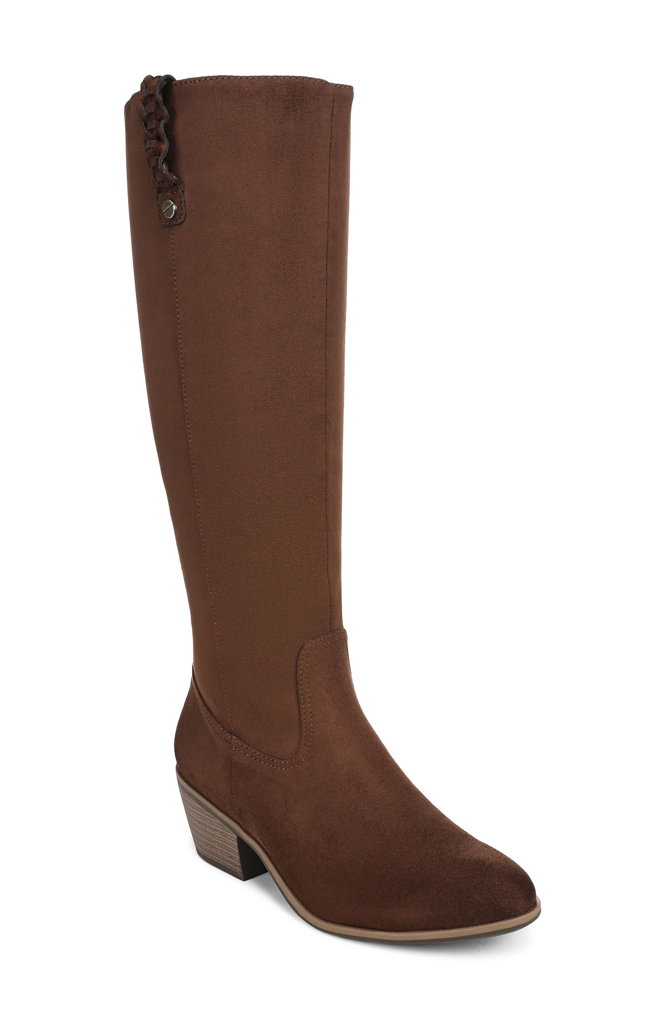 Calista Knee High Boot, Main, color, WALNUT BROWN MICROSUEDE