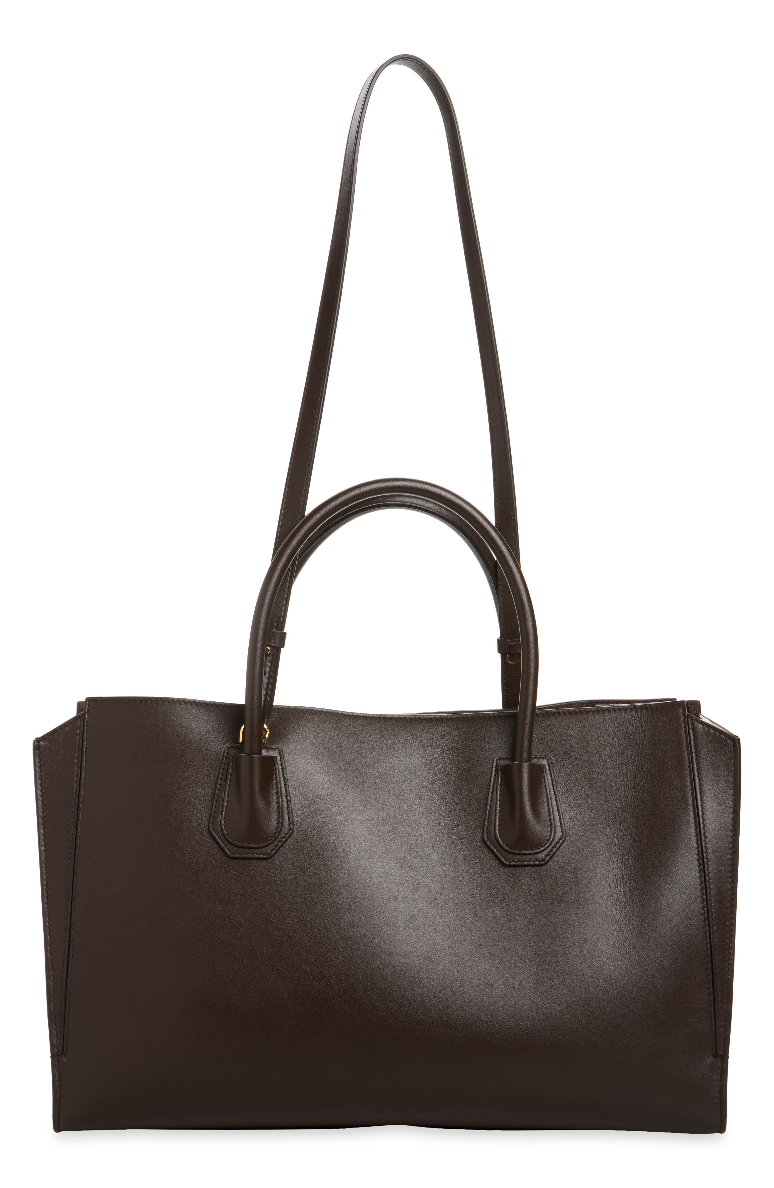 Medium Antigona Leather Cathchall Bag, Alternate, color, CHOCOLATE