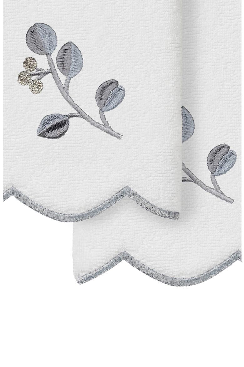 2-Piece Wild Branch Turkish Cotton Fingertip Towel Set, Alternate, color, WHITE/ GRAY