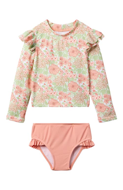 Janie And Jack Girls Floral Rashguard Swim In Gray