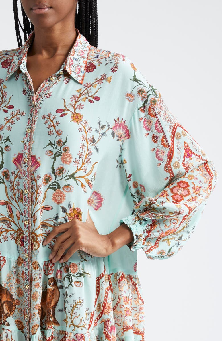 Camilla Weaving Worlds Long Sleeve Silk Shirtdress, Alternate, color, 