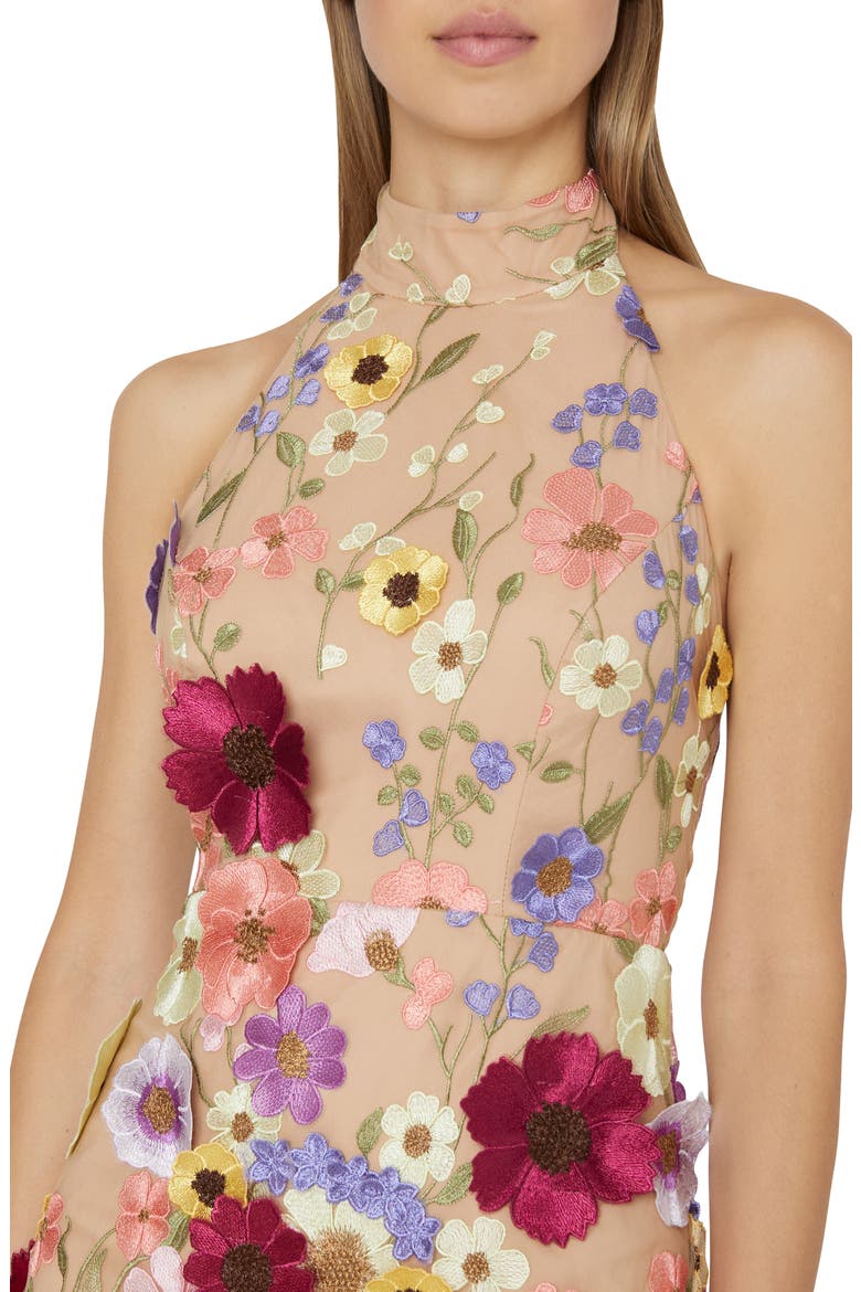 Harriet Floral Embroidery Halter Neck Dress, Alternate, color, BEIGE MULTI