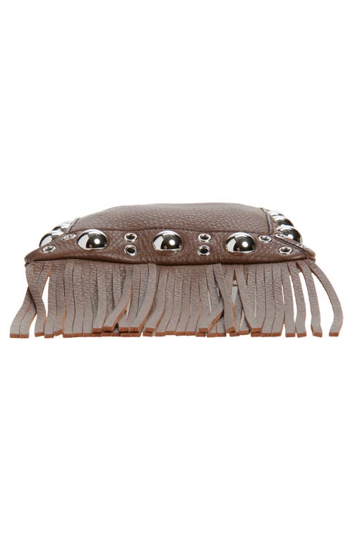 Valentino Garavani Small Nellcôte Fringed Studded Leather Crossbody Bag In Brown