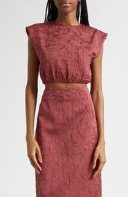 Ulla Johnson Gisella Crinkle Satin Crop Top