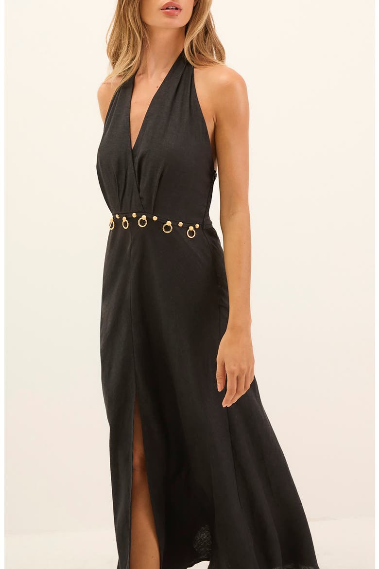 Hailey Halter Cover-Up Dress, Alternate, color, BLACK