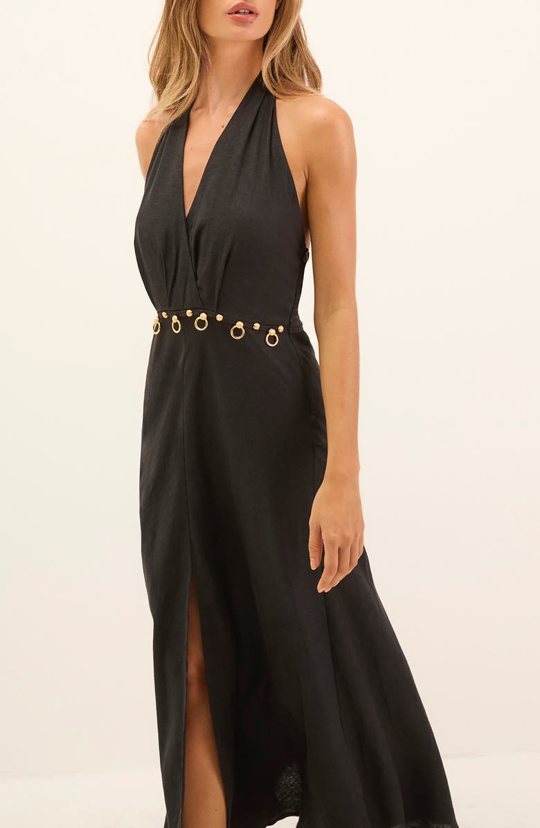 ViX Paula Hermanny Hailey Halter Cover-Up Dress, Alternate, color, Black