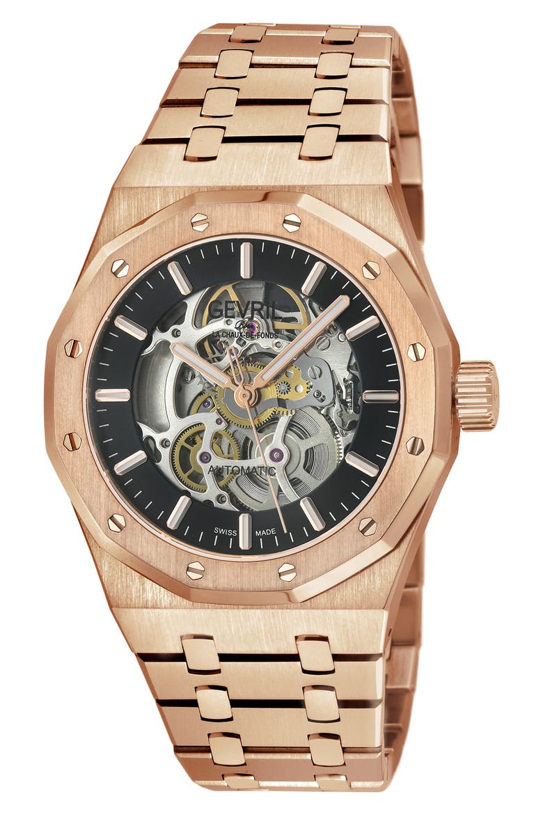 Gotham Automatic Bracelet Watch, 41mm, Main, color, ROSE GOLD