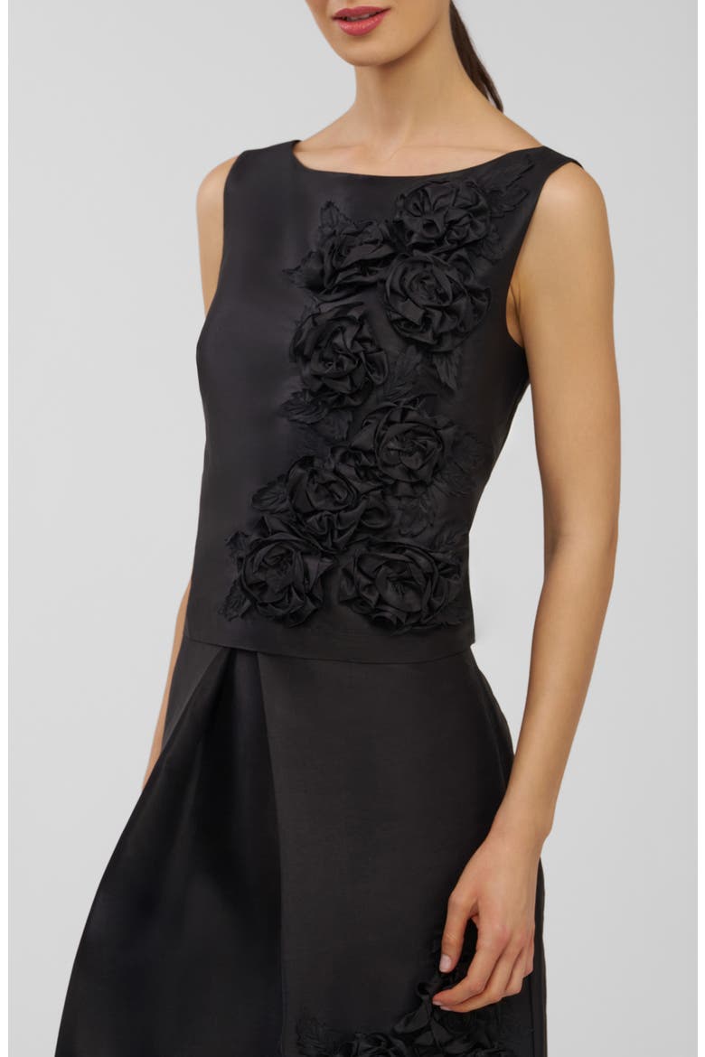 Anita Floral Appliqué Sleeveless Top, Alternate, color, BLACK