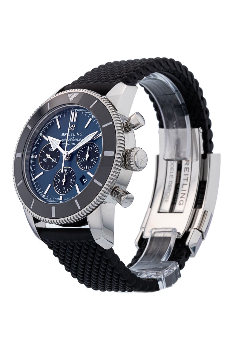 Breitling Preowned 2024 SuperOcean Heritage Chronograph 44 Watch, 44mm, Alternate, color, BLACK/ BLUE