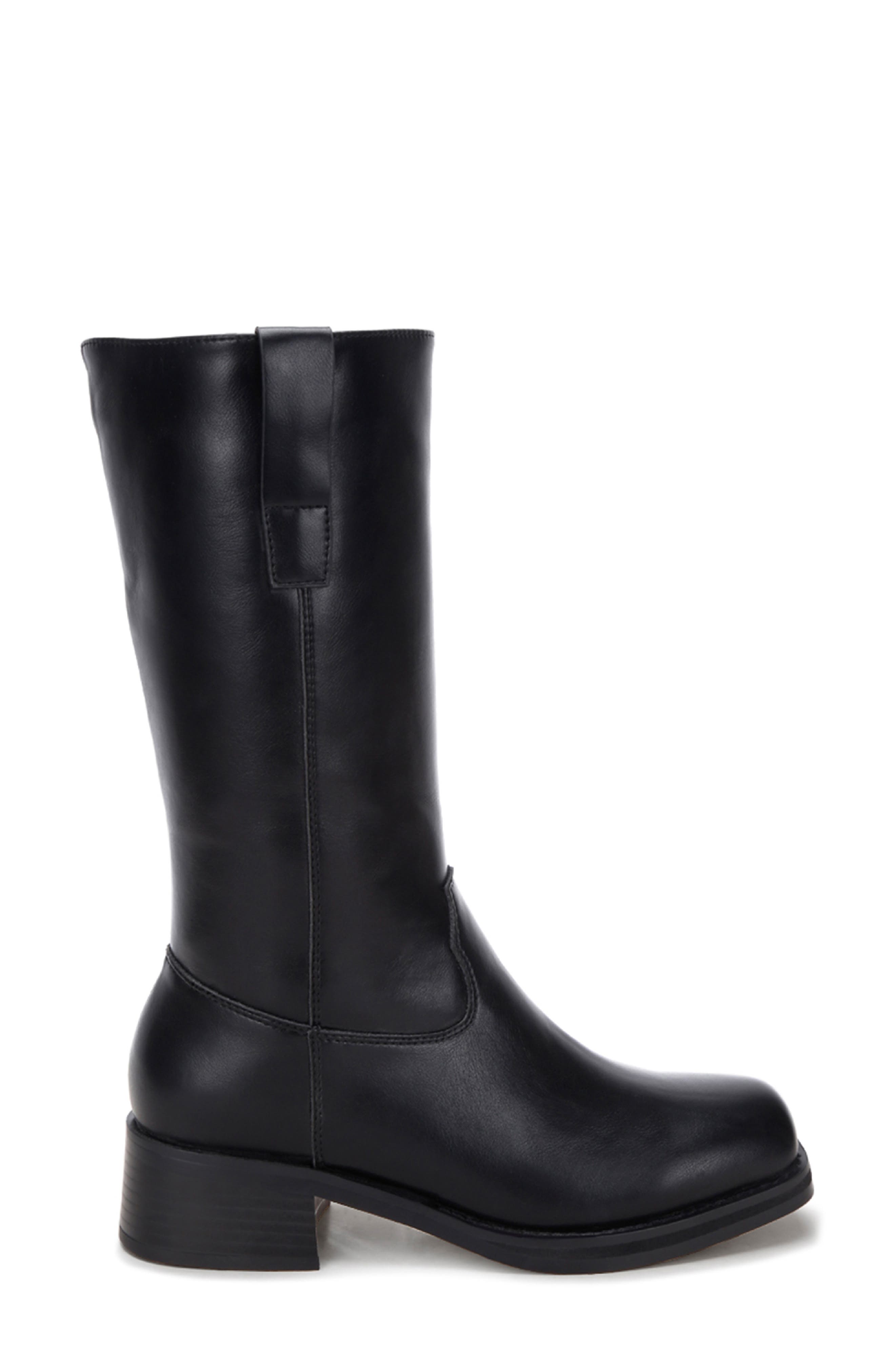 Basala Faux Leather Boot, Alternate, color, BLACK