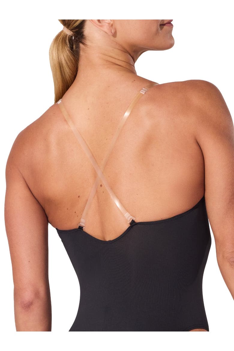 Camisole Leotard w/ Clear Transition Straps, Alternate, color, black
