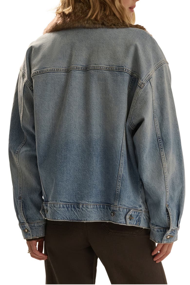 The Oversized Bowery Faux Fur Collar Jacket, Alternate, color, GENEVA