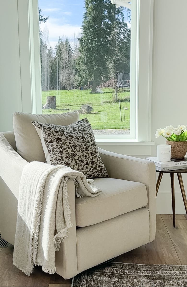 Linen & James Bridgitt Deep Rose & Sage Floral Pillow Cover, Alternate, color, Tan