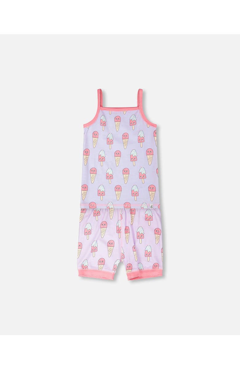 Deux par Deux Organic Cotton Printed Ice Creams Two-Piece Pyjama Set, Main, color, Lilac Printed Ice Creams