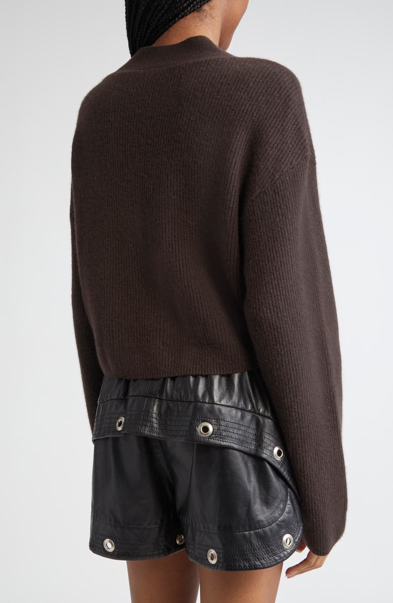 R13 Twisted Front Cashmere Rib Cardigan, Alternate, color, Dark Brown