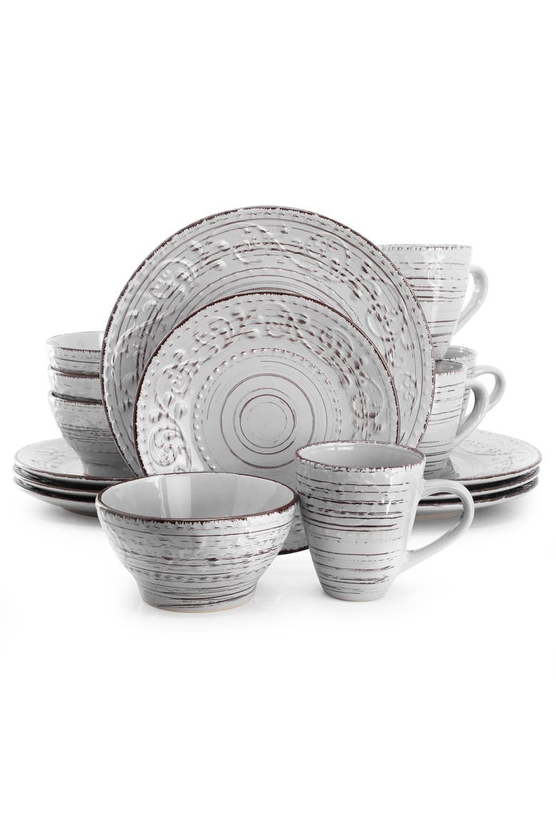 Malibu Calcite 16-Piece Dinnerware Set, Main, color, Grey