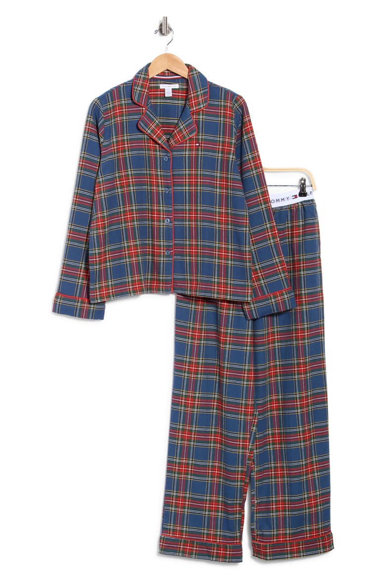 Plaid Cotton Flannel Pajamas, Main, color, BLUE MULTI PLAID