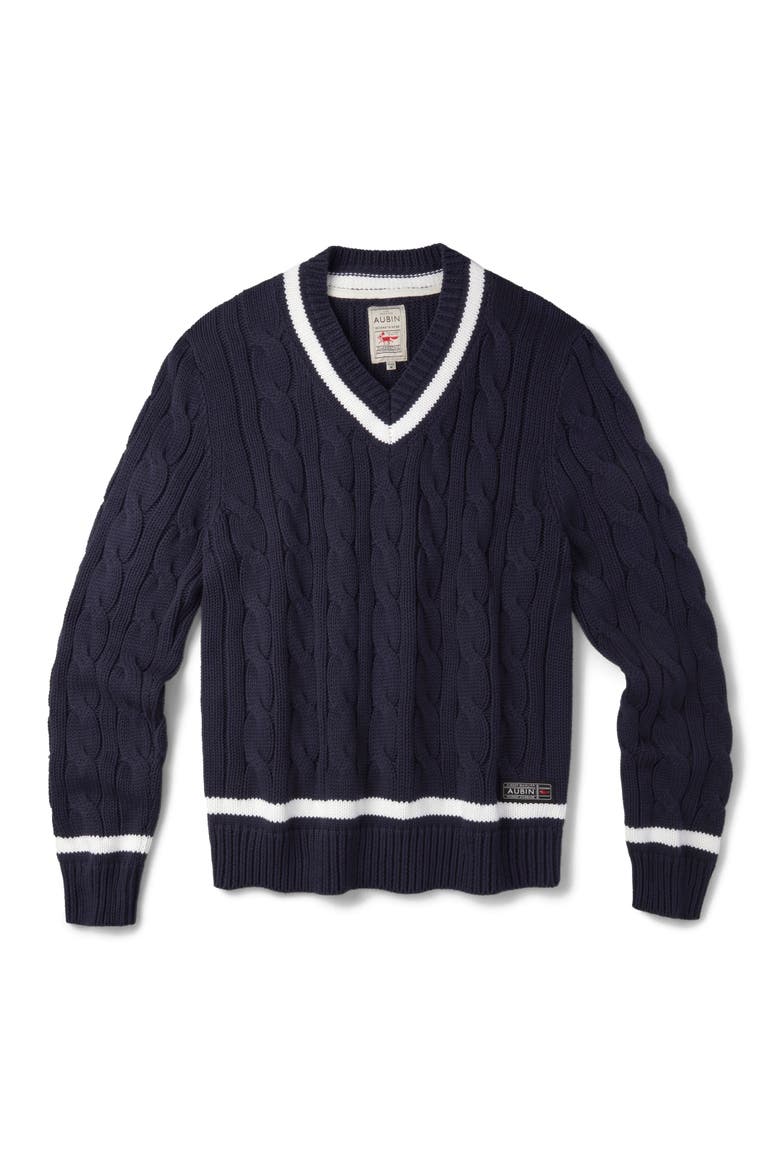Denton Cotton V-Neck Knit Cricket Jumper, Alternate, color, Navy
