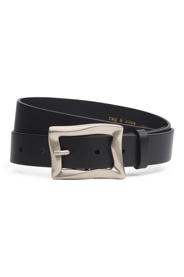 Waverly Leather Belt, Main, color, BLACK