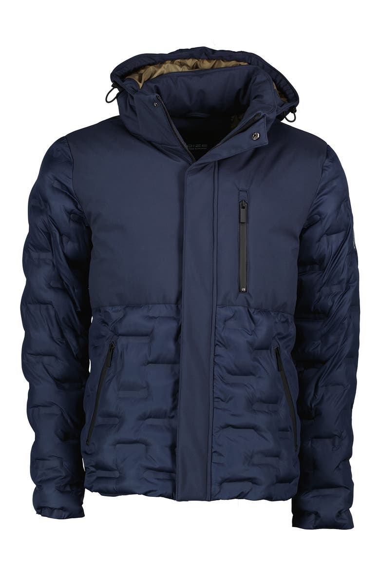Dawson Mixed Media Hooded Puffer Jacket, Alternate, color, NAVY