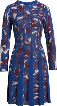 Misook Long Sleeve Jacquard Fit 
Flare Dress