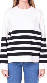 English Factory Stripe Crewneck Sweater