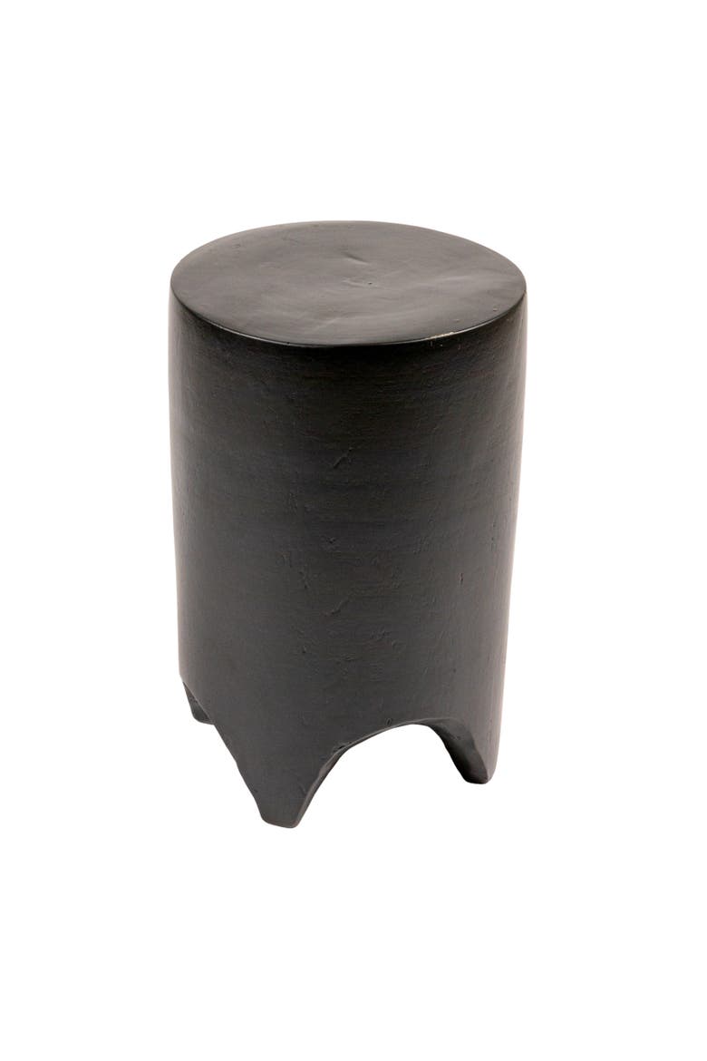 Hand-Carved Side Table with Vertical Stripes, Main, color, Black