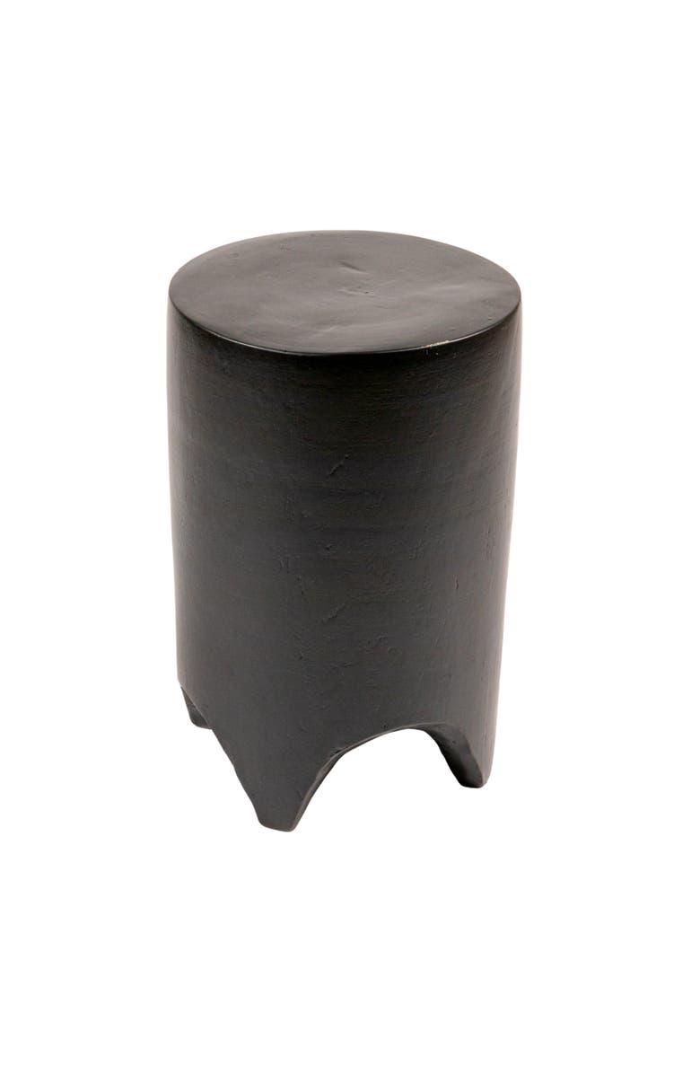 Storied Home Hand-Carved Side Table with Vertical Stripes, Main, color, Black