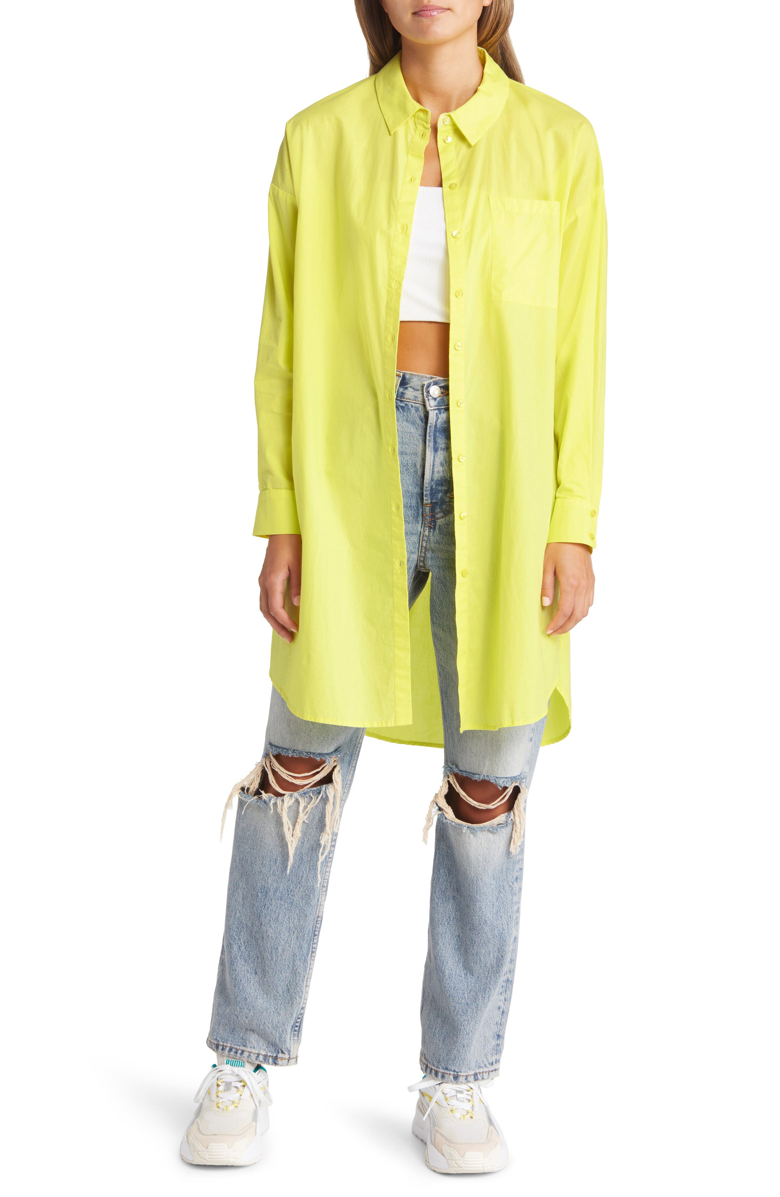AWARE by VERO MODA Percey Oversize Organic Cotton Button-Up Shirt ...