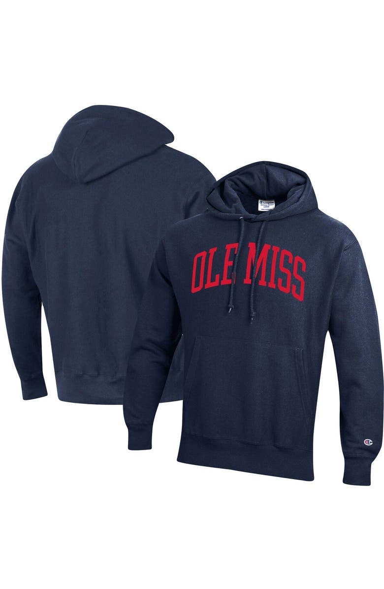 Champion Men's Champion Navy Ole Miss Rebels Team Arch Reverse Weave Pullover Hoodie, Main, color, Navy