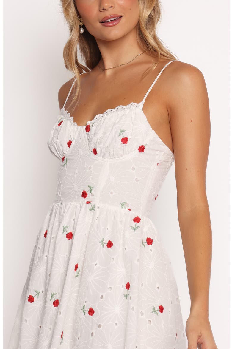 Paloma Embroidered Eyelet Midi Dress, Alternate, color, WHITE RED FLORAL