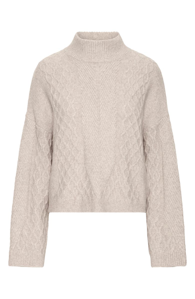 ICHI Knit Mock Neck Sweater, Alternate, color, Oatmeal