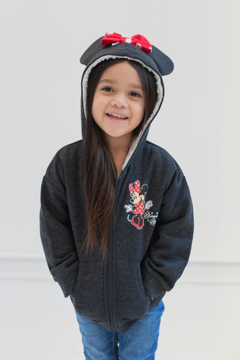 Minnie Mouse Cosplay Zip-Up Hoodie, Alternate, color, Minnie Charcoal Gray