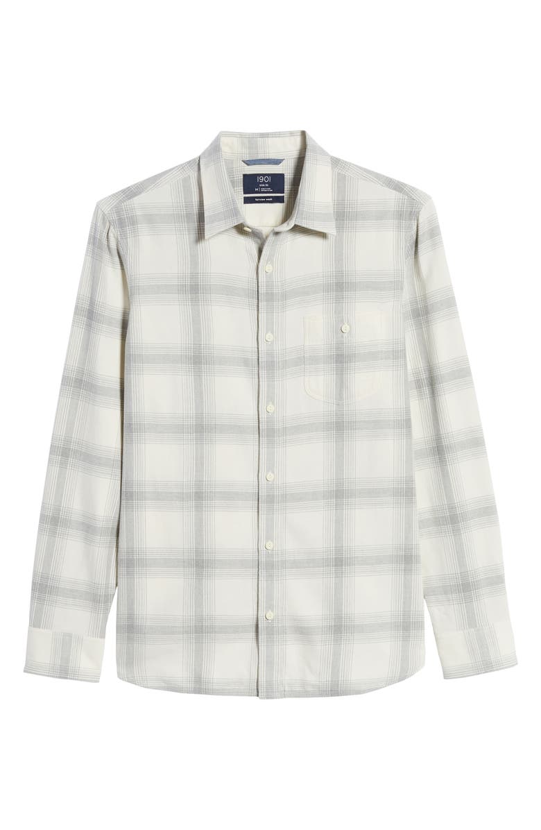 1901 Trim Fit Plaid Twill Button-Up Utility Shirt, Alternate, color,