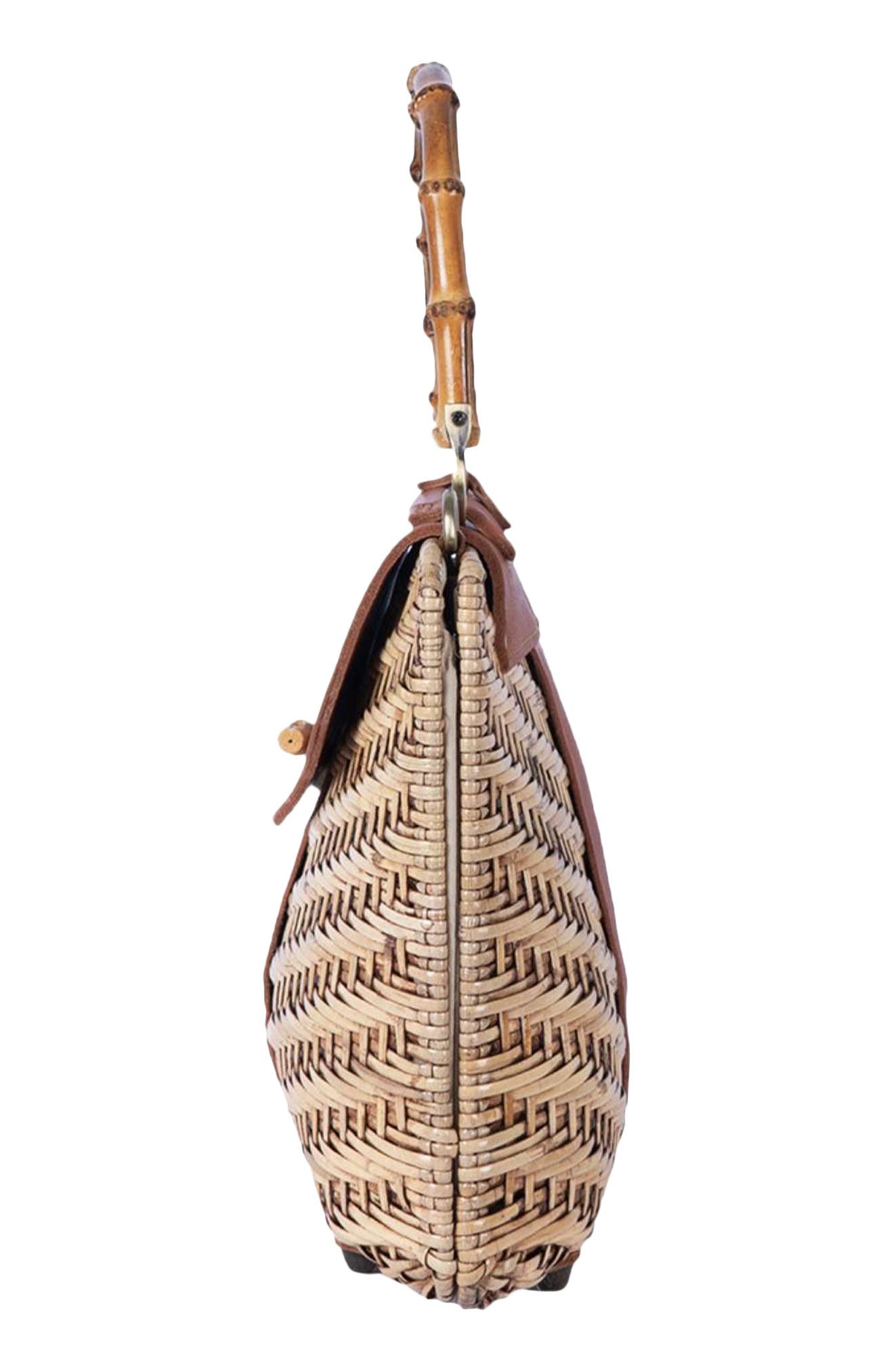 Jelavu Jackie Rattan Handbag, Alternate, color, Tan