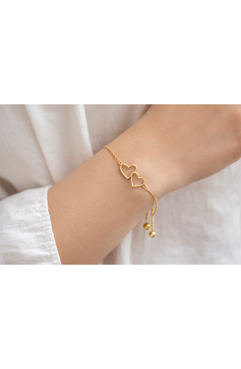 Donatello Gian Gold-Tone Double Heart Adjustable Bracelet, Alternate, color, Gold